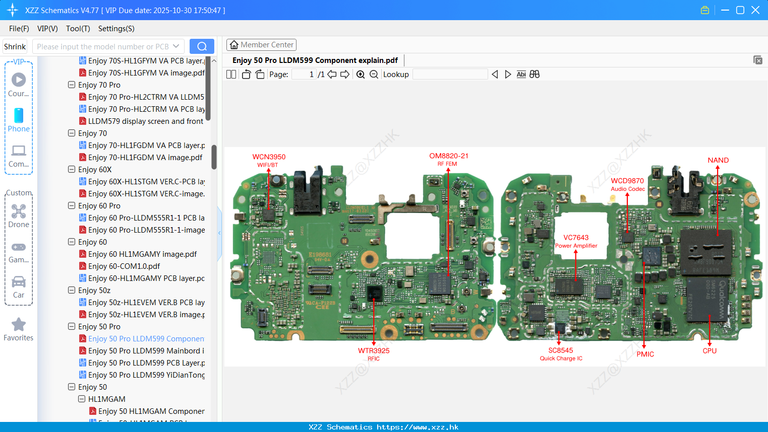 Huawei Enjoy 50 Pro LLDM599 Component Explain